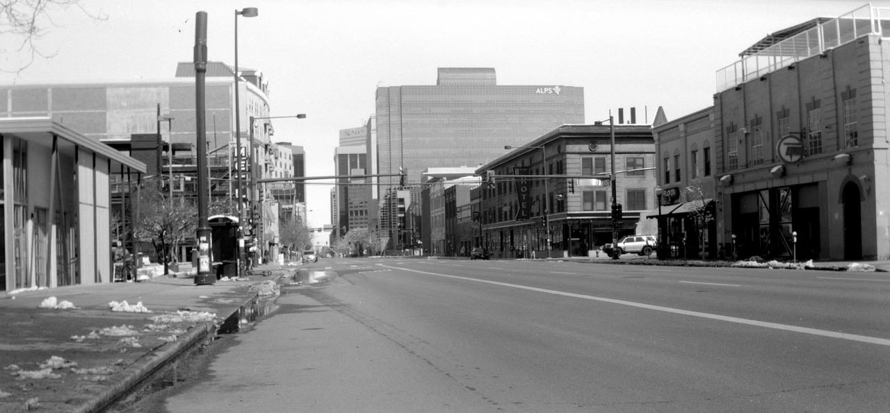 Broadway Desolation. Photographed with Conley Kewpie No. 2A camera.